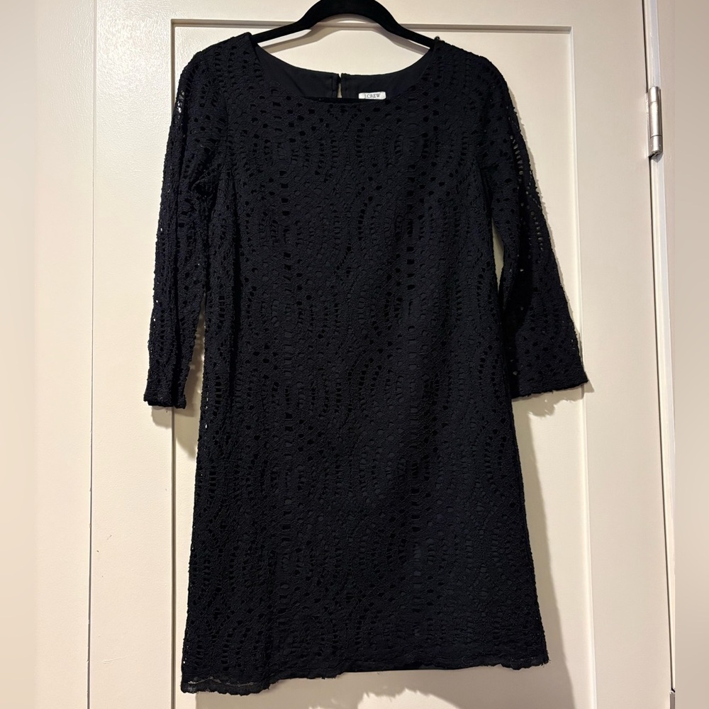 J. Crew Elegant Black Lace 3/4 Sleeve Dress Size S
